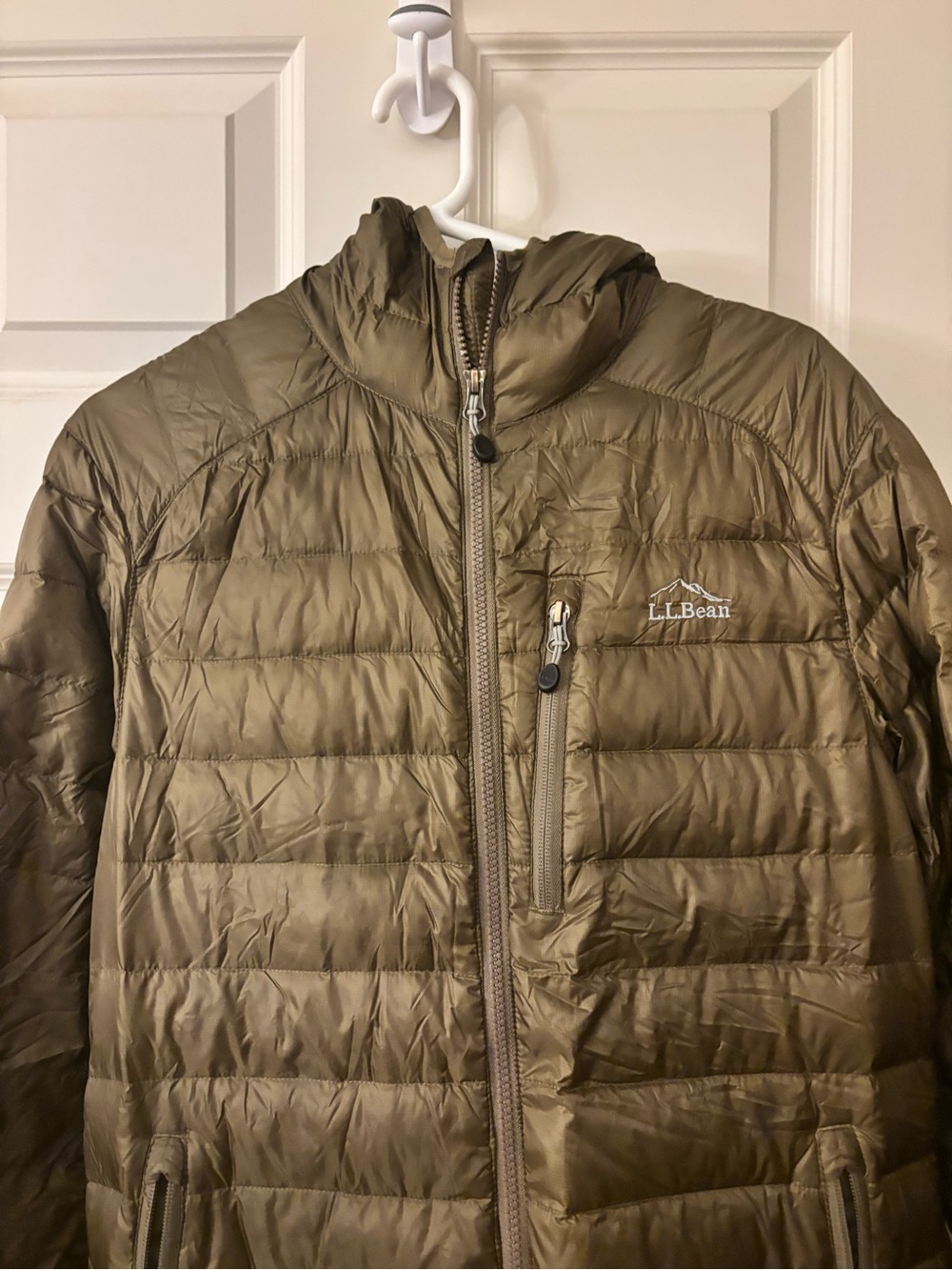 L.L. Bean Men's Hooded Puffy Jacket in Olive